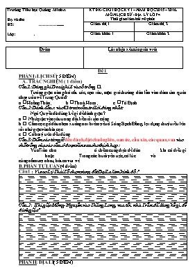 Đề kiểm tra định kỳ cuối học kỳ I môn Lịch sử và Địa lí Lớp 4 - Năm học 2014-2015 - Trường Tiểu học Số 1 Trà Sơn (Có đáp án)